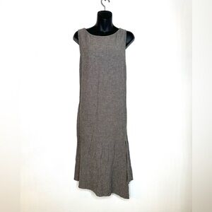 Pure Jill Women’s Dress Petite L Gray Linen Blend Sleeveless Lagenlook Flowy